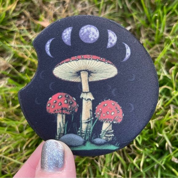 Moon Phases Mushroom Car Coaster Set | Car Accessories | Moor Decor - Picture 6 of 12